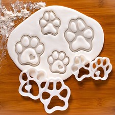 Set of 4 Cute Real Paw Cookie Cutters Small Large - dog treats birthday