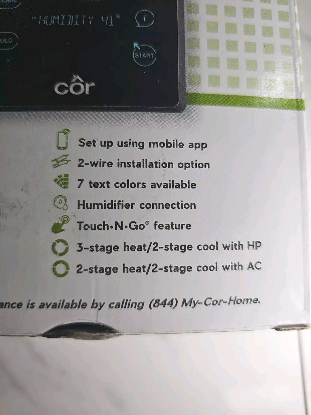 Cor 7C Square Shape Wi-Fi Thermostat 7 Day Programmable Touch Carrier TSTWRH01