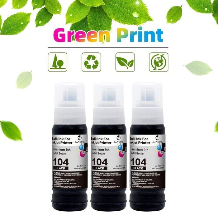104 Encre Noir bouteille compatible imprimante jet d'encre EcoTank recharge multipack