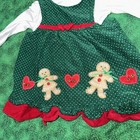 CHRISTMAS Girls Corduroy Jumper Dress Gingerbread Family Green Size 18m — photo 3