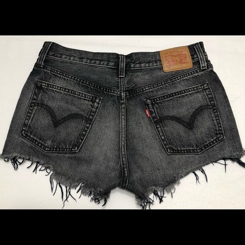 Levi's 501 Button Fly Ripped Black Denim Shorts Women's Size 29 Distressed  | eBay