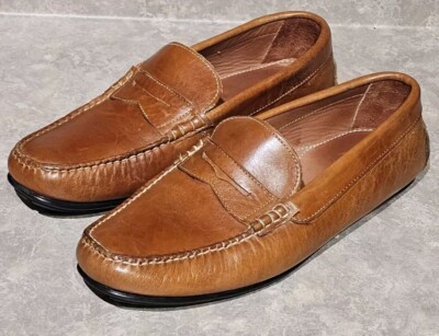 T.B. PHELPS-Brown Leather, Mens Slip.On, Casual Driving 