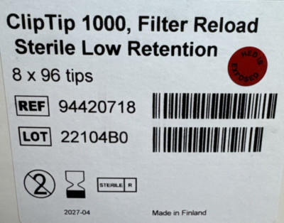 Thermo Scientific Clip Tip 1000, Filter Sterile Low Retention 8x96 Tips 94420718