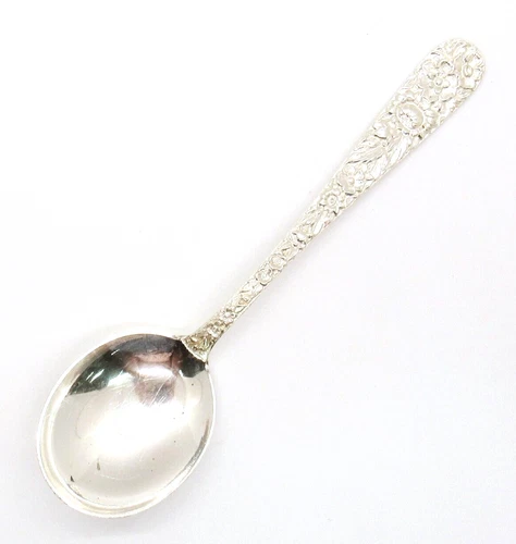 STERLING SILVER S.KIRK & SON REPOUSSE 6'' NO MONO CREAM SOUP SPOON FLATWARE