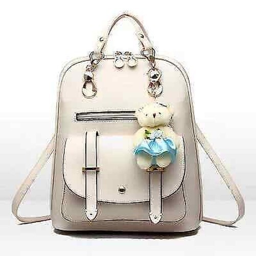 Bolso de Mujer Mochila Bandolera Asas Crema Elegante Grande Piel Sintético 2006