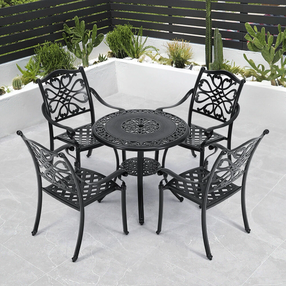 5Pcs Bistro Set Outdoor Patio Garden Furniture Table and 4 Chairs Cast Aluminium