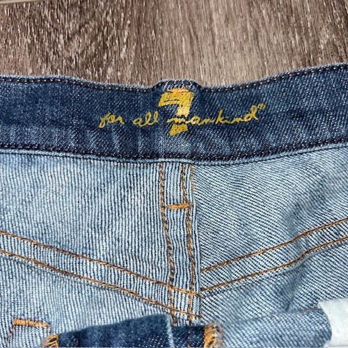 7 For All Mankind Jean Shorts Women's 31 Cut-Off Distressed Raw Hem Actual 34 - Picture 2 of 4