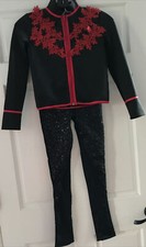 Weissman 2Pc. Blk Sequined Pants  Red/Blk Jacket Dance Costume Size MC