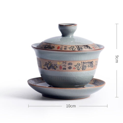 Teeschale Keramik Kung Fu Teeservice Gaiwan Tasse Schale Crackle Glasur Porzellan Terrine - Bild 3 von 8