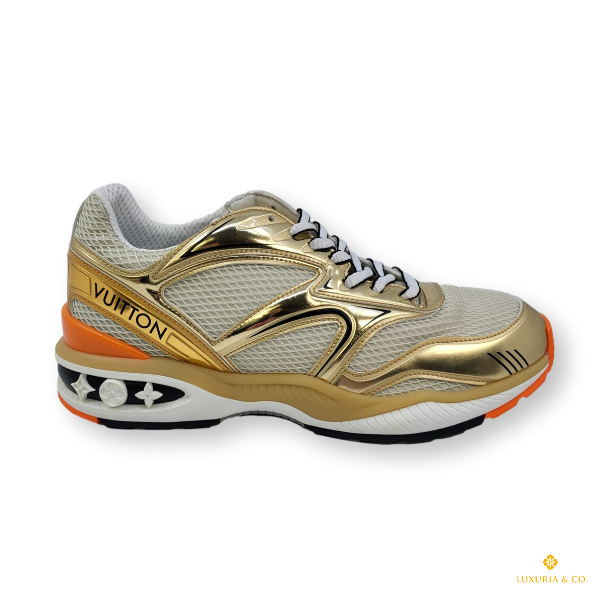 Louis Vuitton Men's Gold Mesh & Leather LV Trail Sneaker Louis Vuitton Men's Gold Mesh & Leather LV Trail Sneaker