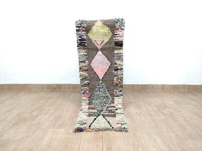 Vintage Moroccan Berber Runner Rug 2x5 Colorful Geometric Tribal Azilal Carpet