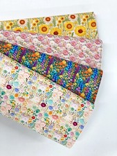 Floral Cotton Embroidery Effect Whimsical Garden Flowers Dressmaking Material