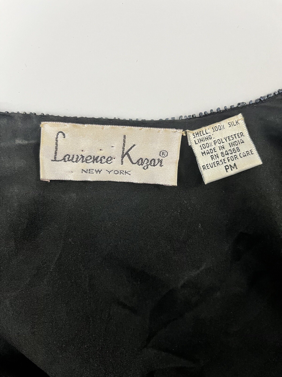 Lawrence Kazar Beaded Jacket Sequin Vintage Sz PM 1980s Evening Jacket Silk