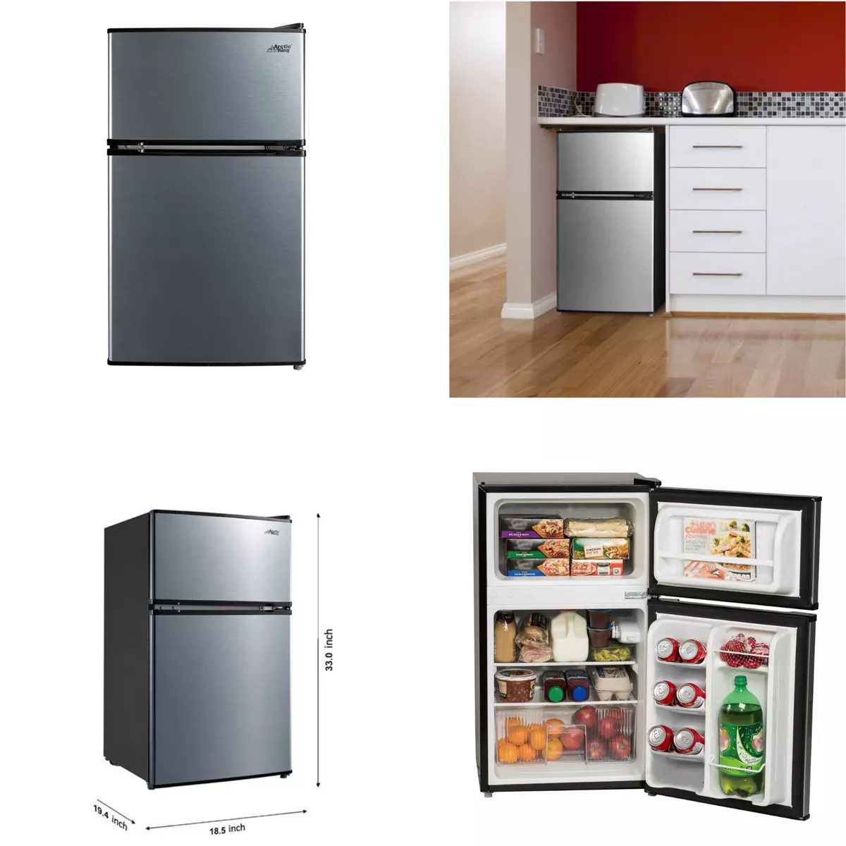 Mini refrigerador con congelador, mini refrigerador de 3.2 pies cúbicos con  2 puertas, refrigerador pequeño compacto para dormitorio, oficina, ahorro