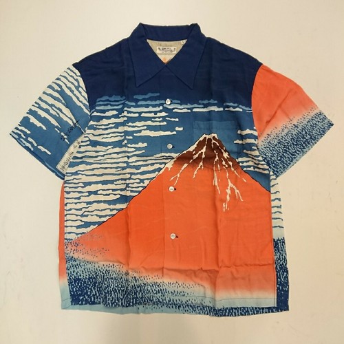 Sun Surf Red Fuji Aloha Shirt L Size Rayon Hawaiian Shirt Hawaii From Japan NM