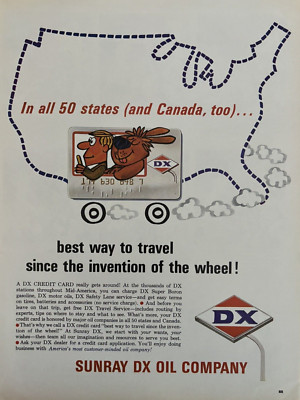 1960s DX Oil Company Travel Sunray Invention Wheel Dog 50 States VTG Print Ad