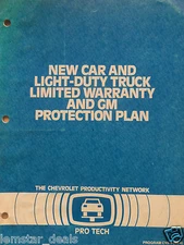  Pro Tech New Car and Light Duty Truck Warranty Chevrolet  Training  Manual 1988