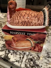 Harvest Time Handpainted Butter Dish Made In Taiwan