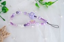 Cute Purple Bear Kawaii Beaded Phone Charm Accessories Purple Boho Phone Charm