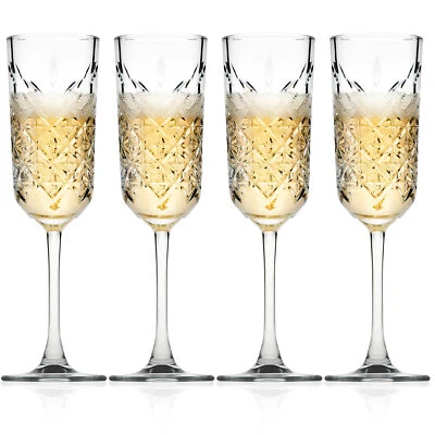 QUEENSWAY HOME & DINING Pasabahce Set of 4/8 Glass Stemmed Champagne Prosecco Flutes 175ml Dinner Party