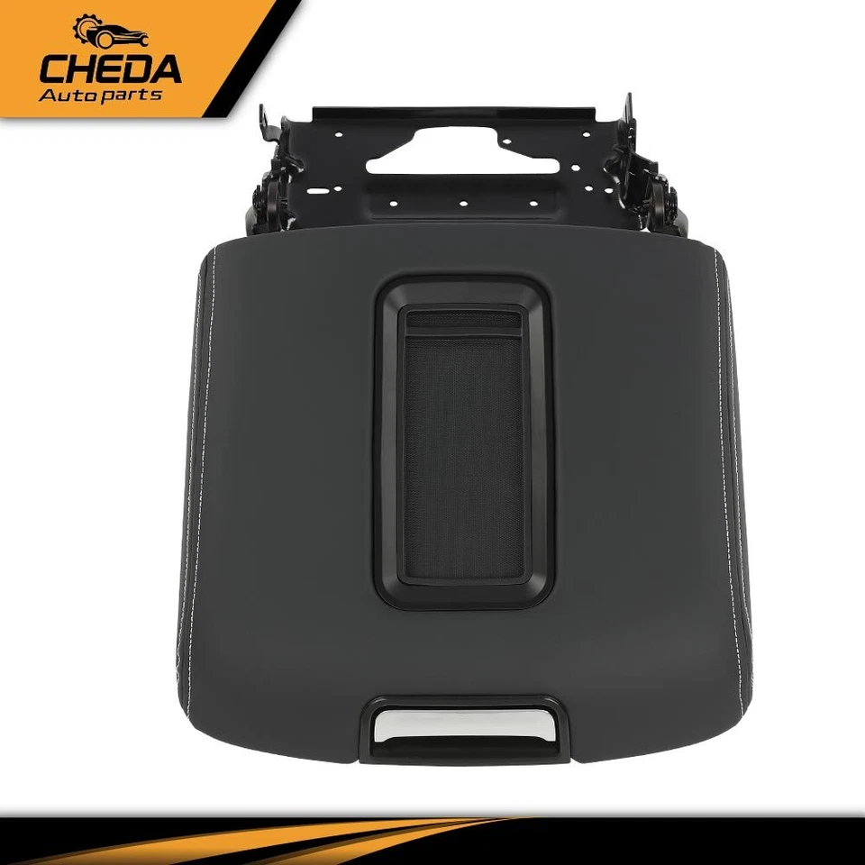 Tapa de reposabrazos de consola central de cuero negra apta para Tahoe Yukon Suburban 2015-2019 Foto 2 de 4