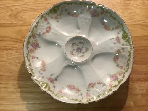 WOW! Austrian Antique Hand Painted Porcelain Roses Flowers OYSTER PLATE Vintage - Picture 19 of 19