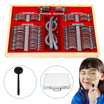 Optometry Optical Trial Lens Kit Test Metal Trial Frame Set w/Case Box 104pcs