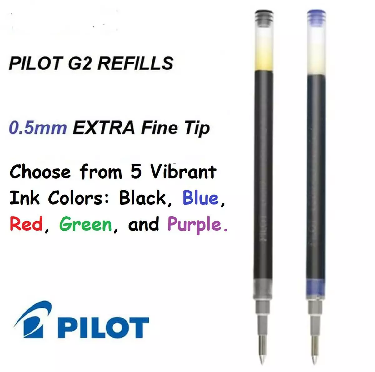 Pilot G2 05 Gel Ink Rolling Ball Pen Refills, 0.5mm Extra Fine