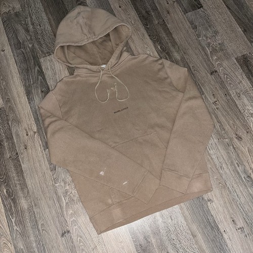 Sudadera con Capucha Saint Laurent Paris Marrón Claro Talla Pequeña - Logo Mínimo - Imagen 7 de 22