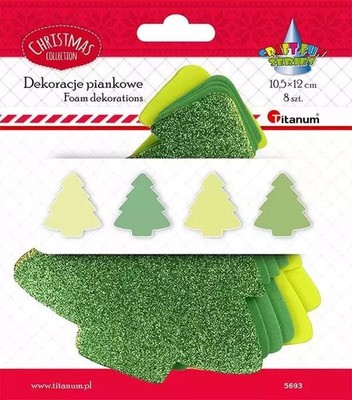 5907437710432 Piankowe choinki 106x119mm zielone 8szt. Titanum