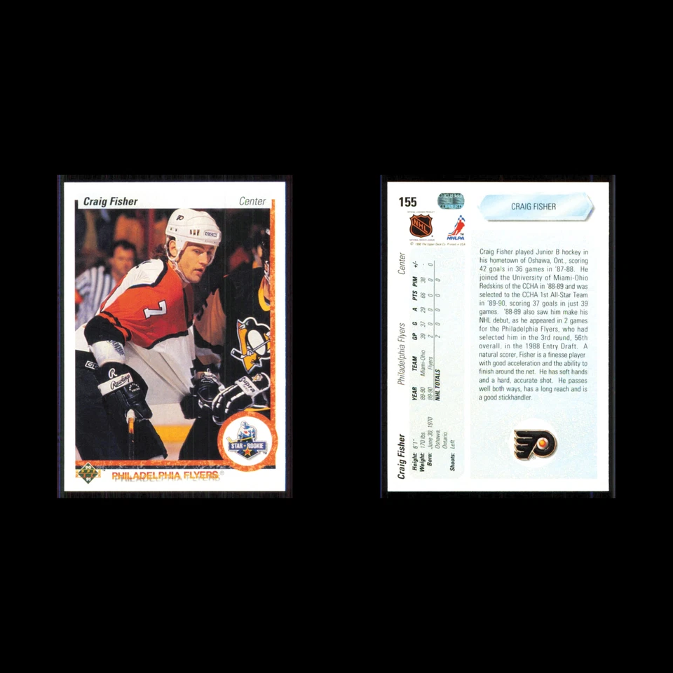 Craig Fisher Rookie #155 1990 Upper Deck Philadelphia Flyers Hockey Card NHL NM - Image 3 of 3
