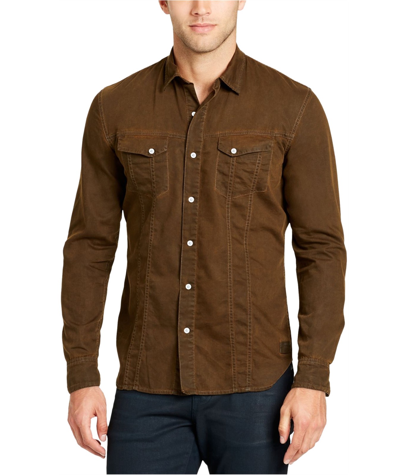 Мужская рубашка на пуговицах с двумя карманами William Rast Коричневый Средний размер 6590₽