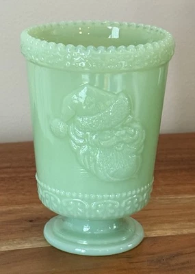 Mosser Glass - SANTA CUP - JADE/ JADEITE (Green) 8 oz CHRISTMAS Holiday Tumbler