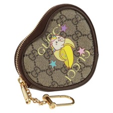 GUCCI GG Supreme Bananya Portamonete PVC Beige Oro 701062 Autentico 168024M
