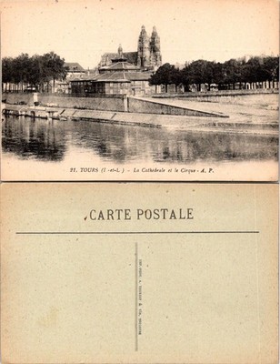 Tours France La Cathedrale et le Cirque Postcard Unposted Vintage Carte Postale