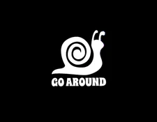 Go Around Snail WHITE vinyl decal for car windows weatherproof 3.6 x 3.5" USA