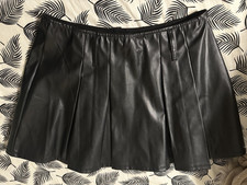 Black Faux Leather Pleated Mini Skirt medium