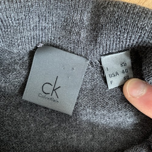 Calvin Klein Grey 100% Wool Cardigan Size M - Picture 3 of 7