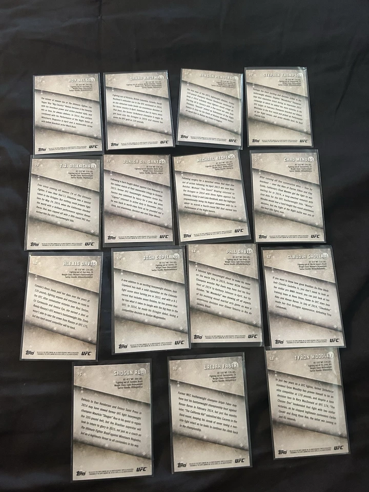 2015 Topps UFC Knockout Gold Parallel 15 Card Lot /99  Bisping Dillashaw Faber + - Image 2 of 2