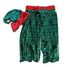 Christmas Elf Costume - Pants and Hat with Jingle Bells - L - Green  Red