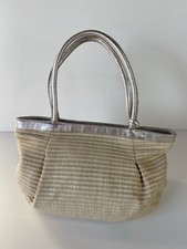 Borsa FURLA in pelle e paglia vintage Chiara Beige, Bianca e Grigia