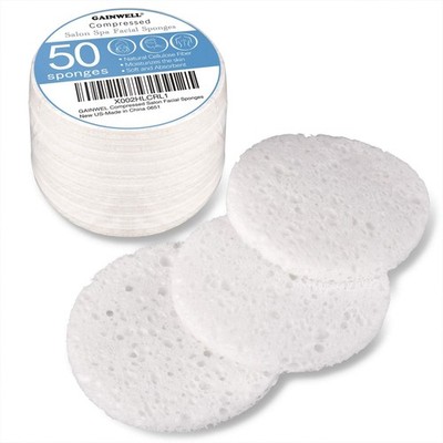 50-Count Compressed Facial Sponge, GAINWELL White 50 Count (Pack of 1), 