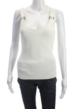 Ecru Women Basic Camisole White Sleeveless Round Neck Cotton Modal Size S