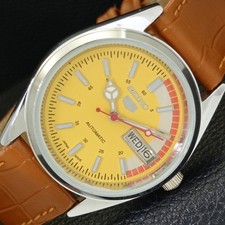 AUTOMATIC VINTAGE REFURBISHED SEIKO 5 6309A JAPAN MENS YELLOW WATCH a440864-1