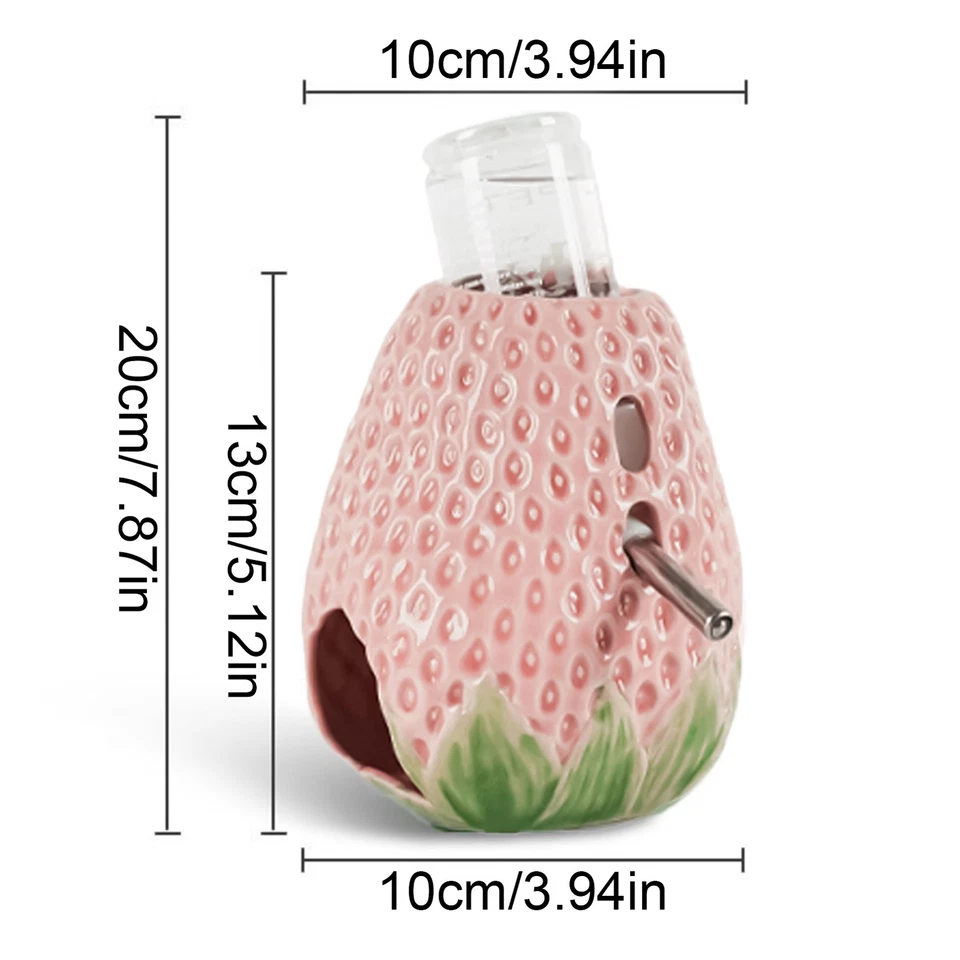 Alimentador dispensador de agua para mascotas pequeñas de cerámica de fresa hámster rata Foto 2 de 4