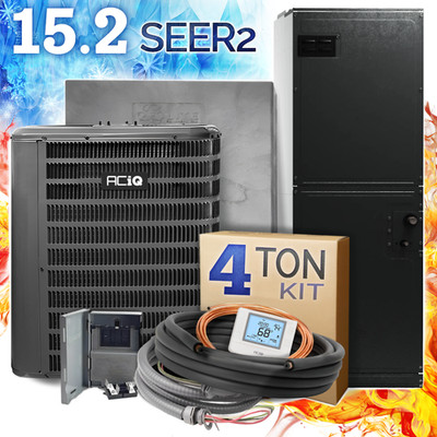 4 Ton 15.2 Central Air Heat Pump Split System Ducted R32 AC Kit, Multi-Position
