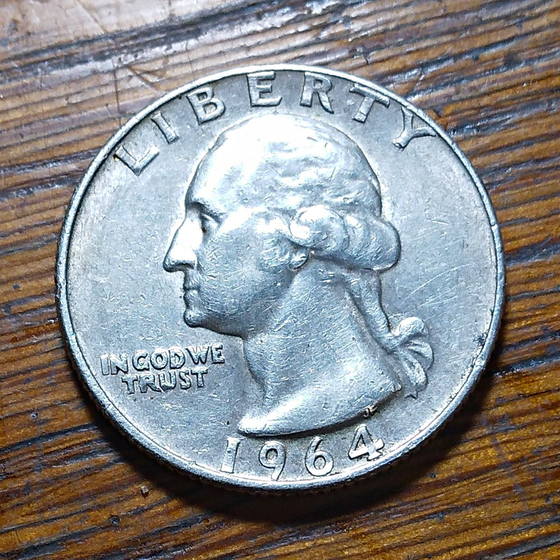 1964 Business Strike Washington Quarter 25C Philadelphia Silver 0.9 Fine