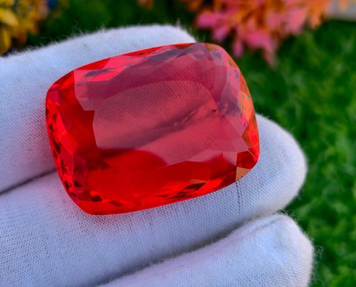 GIE Certified Natural Brazilian 202 Ct Orange Topaz Cushion Cut Loose Gemstone