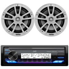 JVC KD-X38MBS Bluetooth Radio/AUX LCD Receiver, 2x 6.5" 225W Marine Speakers