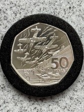 1994 Sterling Silver Proof 50p Coin, UK, D-Day Commemorative, Excellent Detail